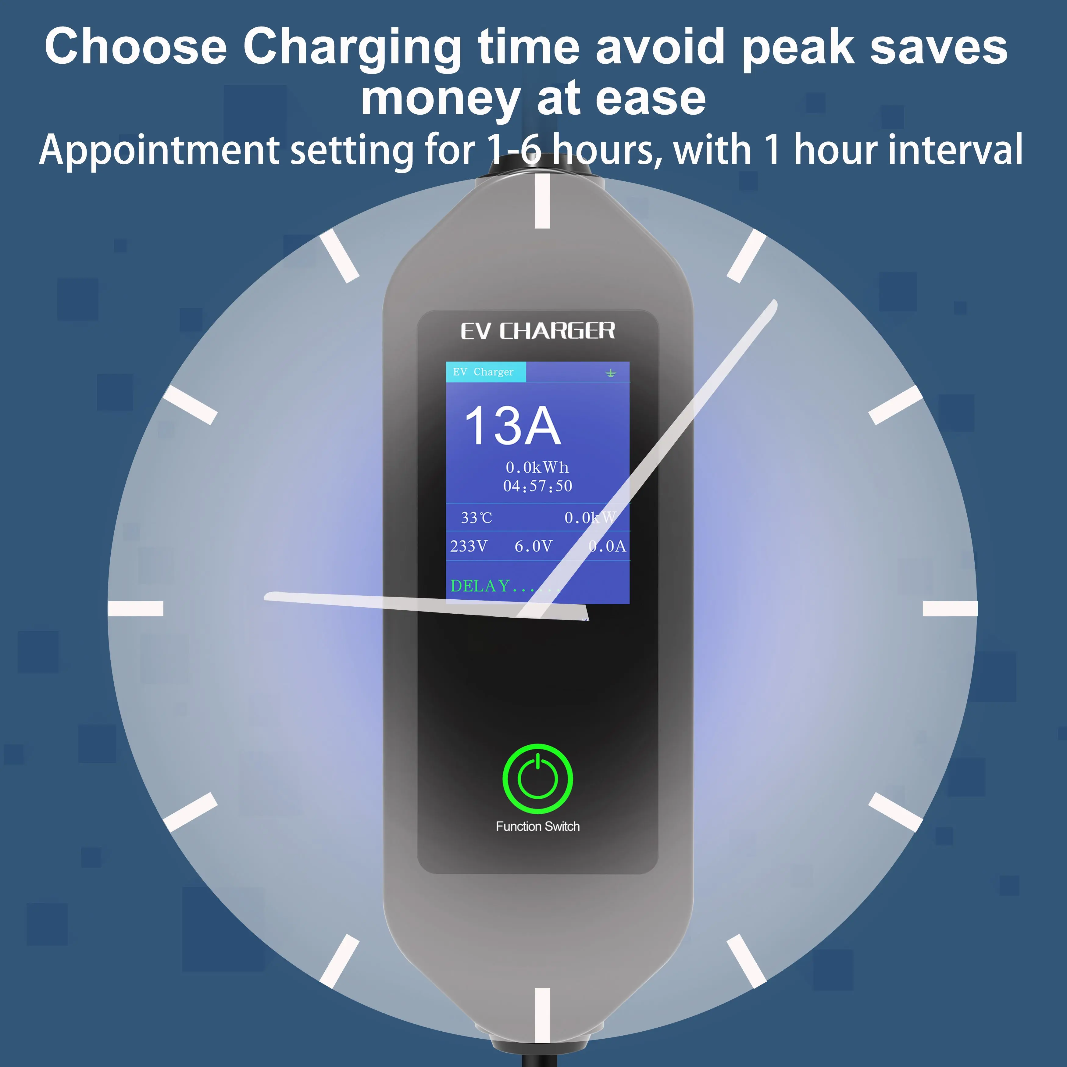 8/10/13/16/32Amp Adjustable GBT Portable EV Charger 7KW